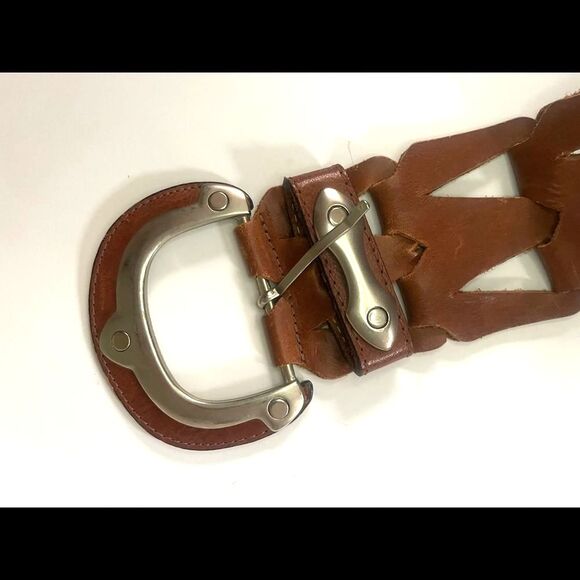 Beautiful Brown Leather Belt w/Silver Hardware Sz: S - Picture 5 of 9